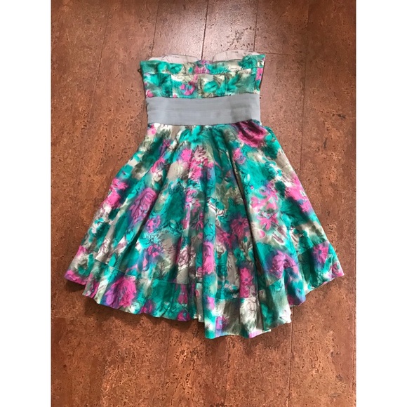 Elizabeth and James - Silk Floral Strapless Dress - Picture 3 of 4